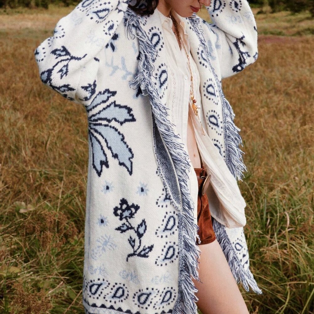Multicolor Casual Women's Bohemian Cardigan - Picture 2 of 8